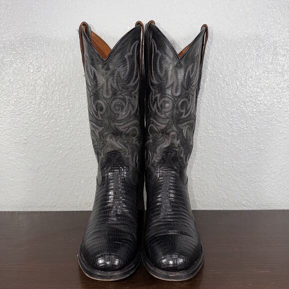 Tony Lama Men\'s Nacogdoches Black Lizard 13\